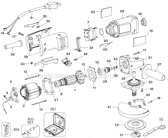 Black and Decker 24664 Type 1 4 1/2 Small Angle Grinder Page A Diagram