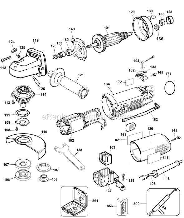 Black and Decker 26436 Type 1 4-1/2 Small Angle Grinder Page A Diagram