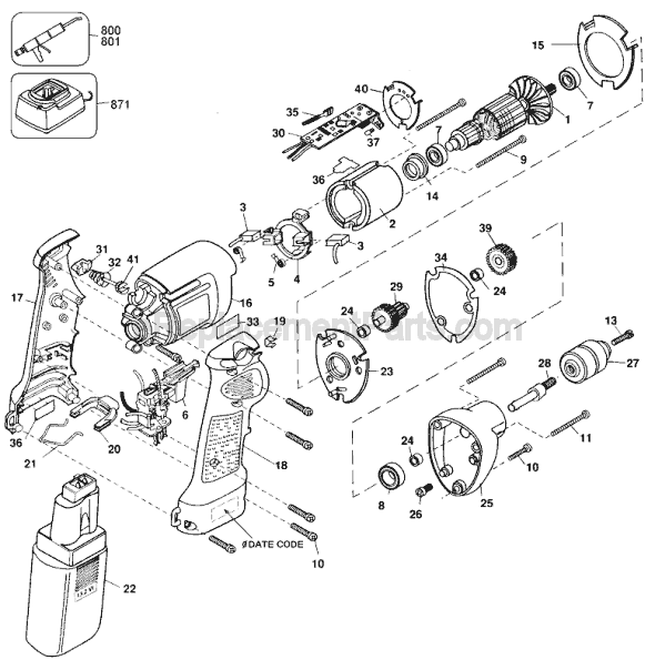 Black and Decker 2652 Type 100 14.4v Industrial Cordless Drill Page A Diagram