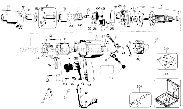 Black and Decker 2670 Type 100 1/2 Impact Wrench Page A Diagram
