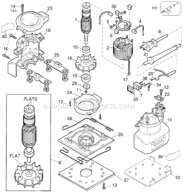 Black and Decker 2711 Type 2 Industrial Finishing Sander Page A Diagram