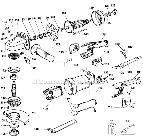 Black and Decker 27328 Type 1 Large Angle Grinder Page A Diagram