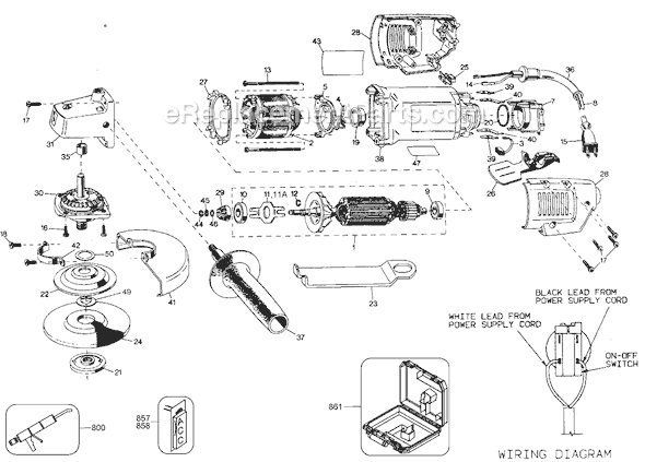 Black and Decker 2750 Type 100 4-1/2 Angle Grinder Page A Diagram