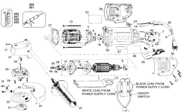 Black and Decker 2750 Type 101 4-1/2 Angle Grinder Page A Diagram