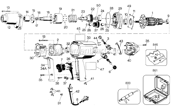 Black and Decker 27513 Type 3 1/2 Impact Wrench Page A Diagram