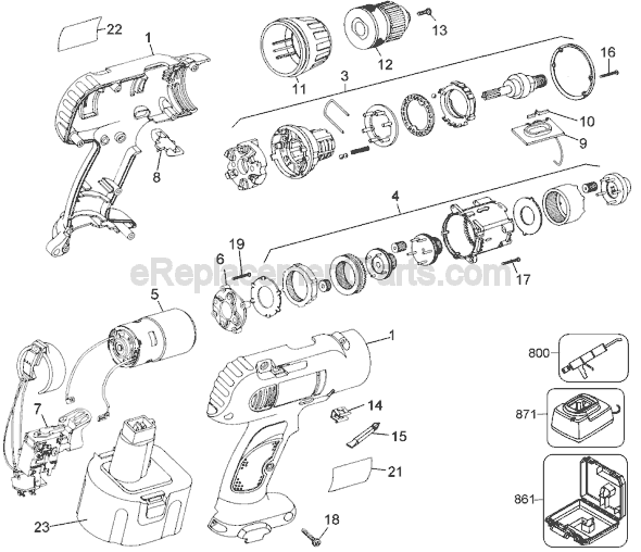 Black and Decker 2755 Type 1 9.6v Industrial Cordless Drill Page A Diagram