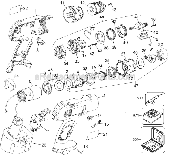 Black and Decker 2757 Type 2 12.0v Industrial Cordless Drill Page A Diagram