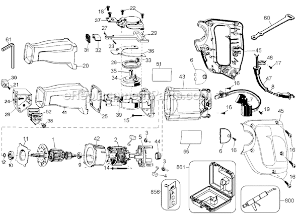 Black and Decker 27612 Type 1 Reciprocating Saw Page A Diagram