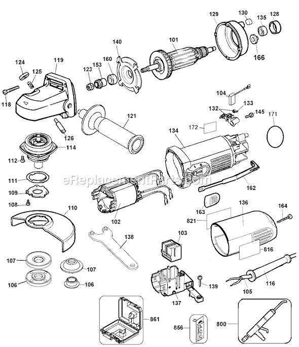 Black and Decker 27703 Type 4 4-1/2 Right Angle Grinder Page A Diagram