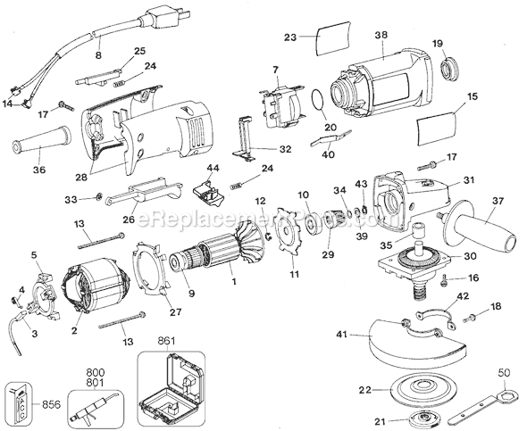 Black and Decker 27709 Type 1 4-1/2 Inch Grinder Page A Diagram