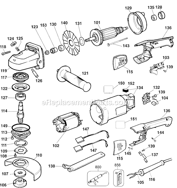 Black and Decker 27724 Type 1 5 Inch Angle Grinder Page A Diagram