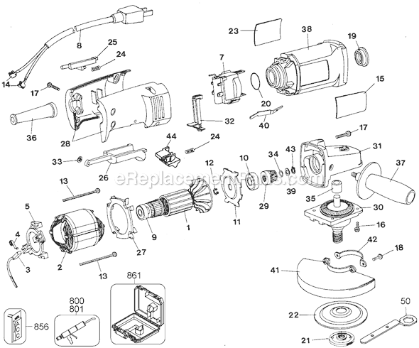 Black and Decker 27726 Type 1 4 1/2 Angle Grinder Page A Diagram