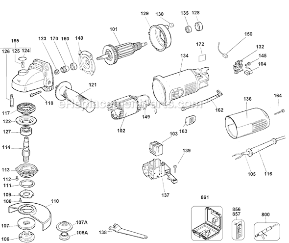 Black and Decker 27743 Type 2 4-1/2 Right Angle Grinder Page A Diagram