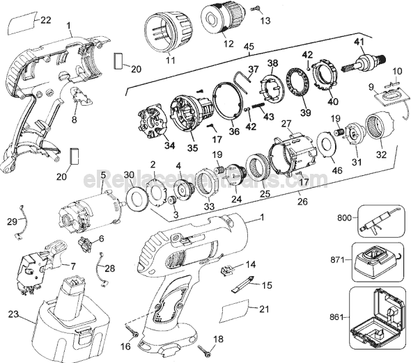 Black and Decker 2852 Type 2 12.0v Industrial Cordless Drill Page A Diagram