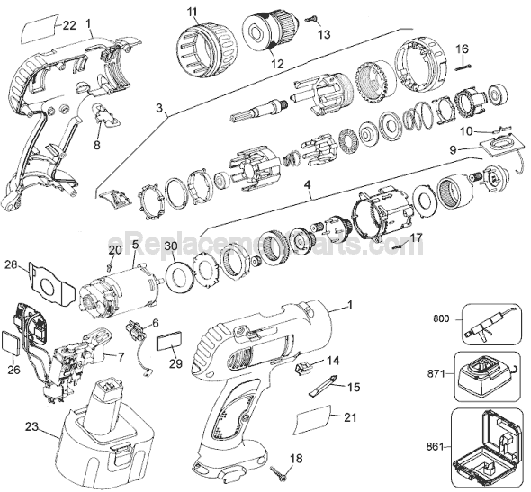 Black and Decker 2870 Type 1 9.6v Industrial Cordless Drill Page A Diagram