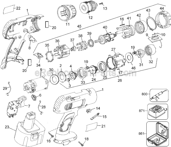 Black and Decker 2872 Type 2 12.0v Industrial Cordless Drill Page A Diagram