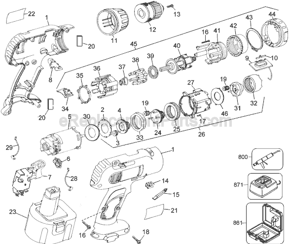 Black and Decker 2872Q Type 2 12.0v Industrial Cordless Drill Page A Diagram