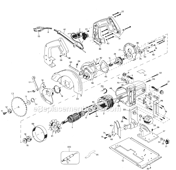 Black and Decker 3034 Type 1 7 1/4 Builders Saw Cat Page A Diagram