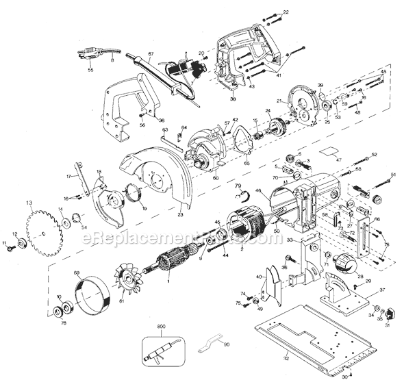 Black and Decker 3034 Type 2 7 1/4 Builders Saw Cat Page A Diagram