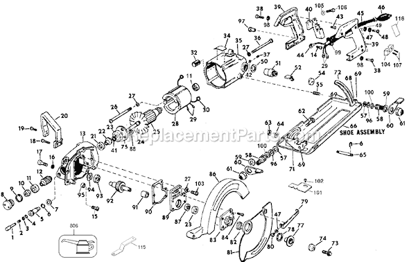 Black and Decker 3051 Type 5 Worm Drive Saw Page A Diagram