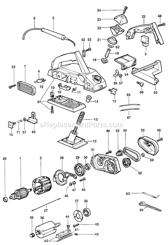 Black and Decker 3375 Type 4 3-1/8 Power Planer Page A Diagram