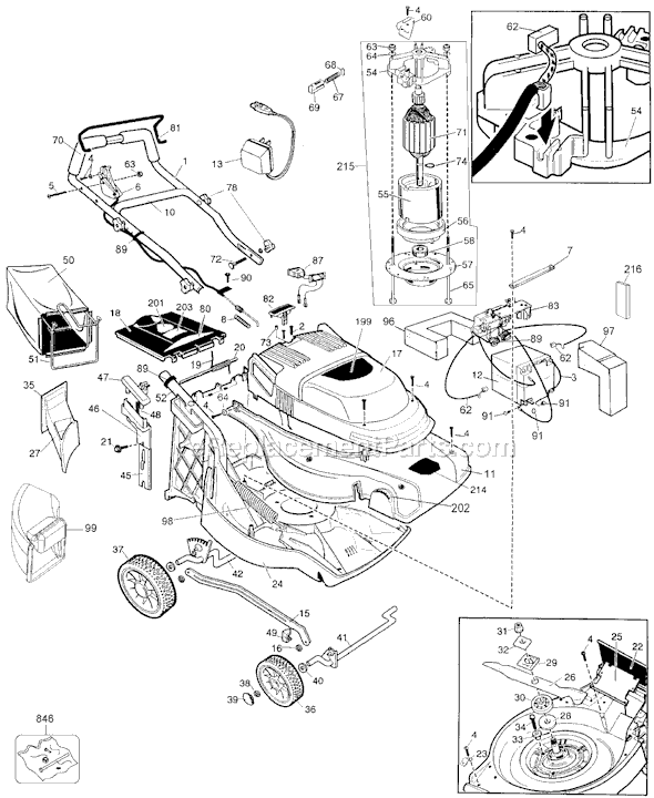 Black and Decker 37052 Type 1 19 Crafts Cordless Mower Page A Diagram