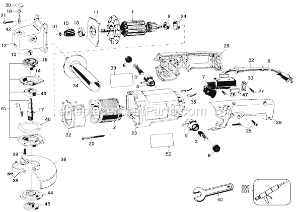 Black and Decker 4255 Type 100 Compact Angle Grinder Page A Diagram