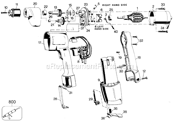 Black and Decker 6914 Type 1 ET1150A 3/8 Variable Speed Reversible Drill Page A Diagram