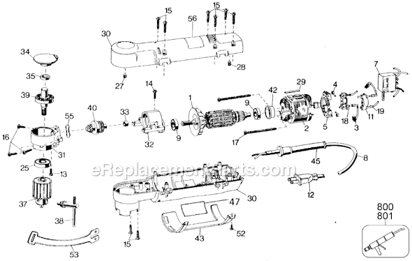 Black and Decker 6926 Type 100 ET1210 3/8 R.A. Drill Page A Diagram