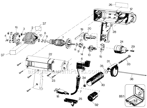 Black and Decker 7144 Type 1 3/8 Drill Page A Diagram