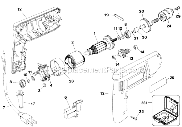Black and Decker 7157 Type 1 D2000 3/8 Variable Speed Reversible Keyless Drill Page A Diagram