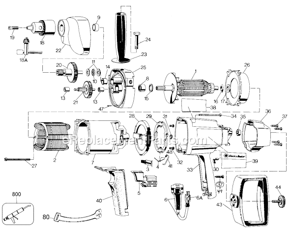 Black and Decker 7264 Type 4 1/2 STD 1/2 Drill Page A Diagram