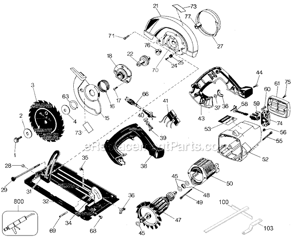 Black and Decker 7308 Type 4 7 1/4 Circular Saw Page A Diagram