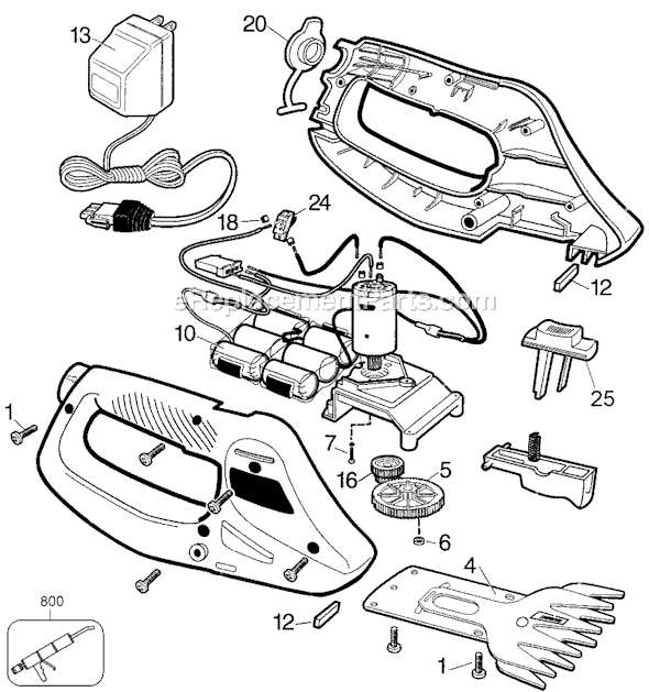 Black and Decker 74147 Type 1 6 Volt Grass Shear  Page A Diagram
