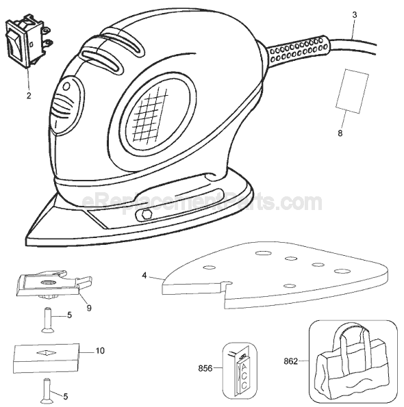 Black and Decker 7434 Type 1 Sander Page A Diagram