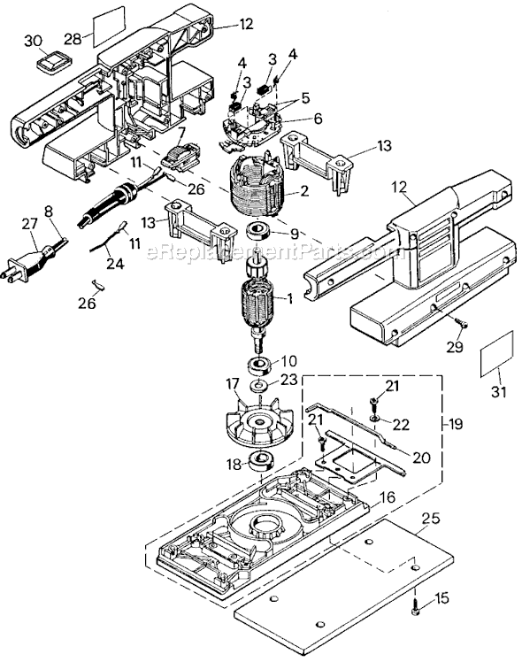 Black and Decker 7448-04 Type 3 Finishing Sander Page A Diagram