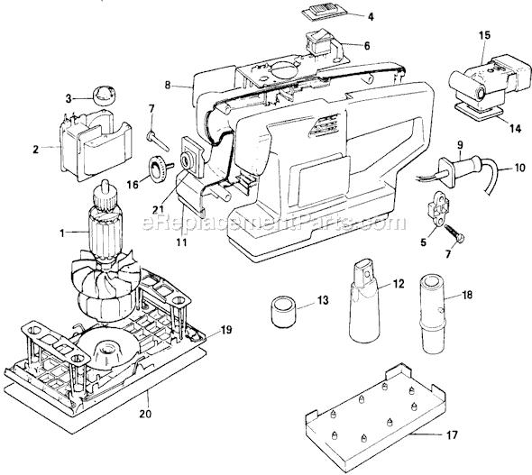 Black and Decker 7454 Type 3 Variable Speed Electric Finishing Sander Page A Diagram