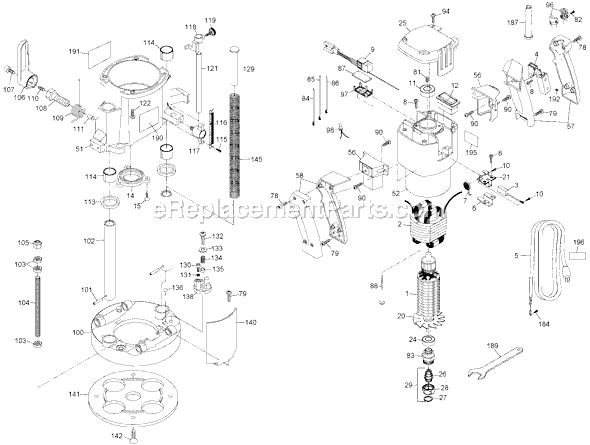 Black and Decker 7538 Type 5 Plunge Router Page A Diagram