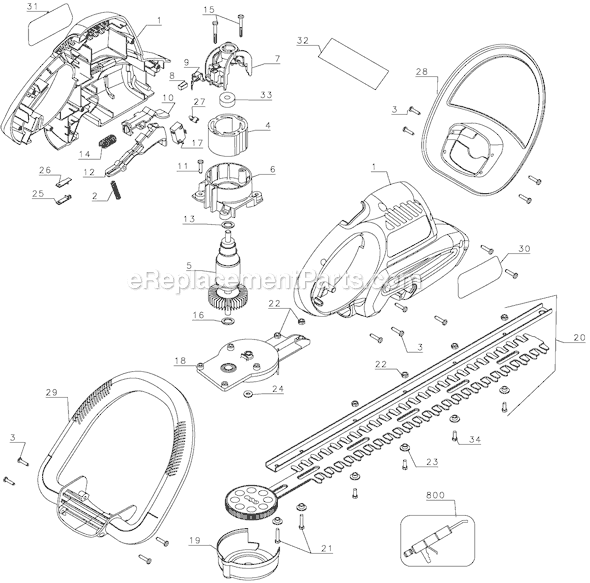 Black and Decker 79951 Type 1 18 Hedge Trimmer Page A Diagram