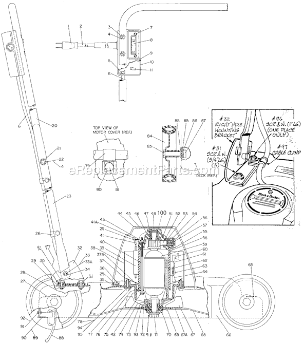 Black and Decker 8000 Type 3 18 Single Mower 115 Volt Page A Diagram