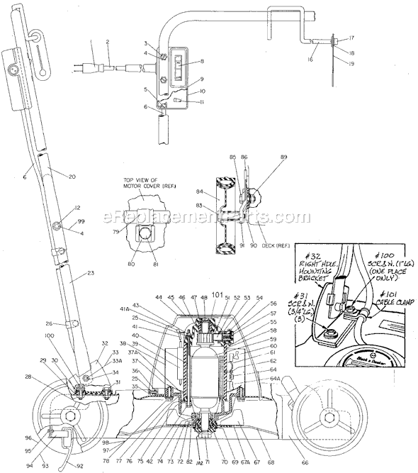 Black and Decker 8008 Type 1 Deluxe 18 Lawn Mower Page A Diagram