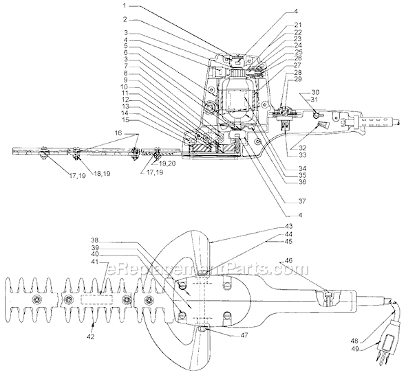 Black and Decker 8110 Type 1 Hedge Trimmer Page A Diagram