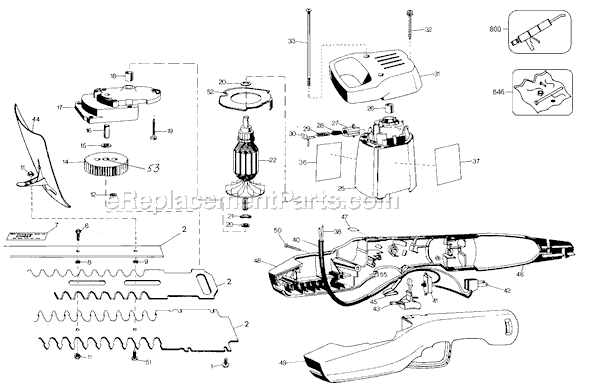Black and Decker 8114 Type 41 Shrub and Hedge Trimmer Page A Diagram
