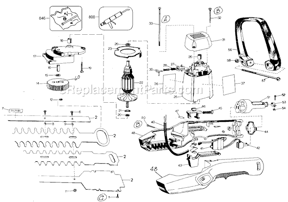 Black and Decker 8124 Type 22 Deluxe Shrub and Hedge Trimmer Page A Diagram