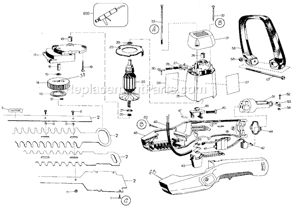 Black and Decker 8124 Type 3 Deluxe Shrub and Hedge Trimmer Page A Diagram