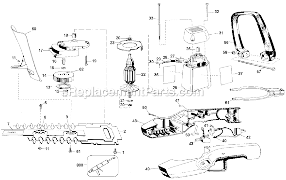 Black and Decker 8134 Type 1 Deluxe Hedge Trimmer Page A Diagram