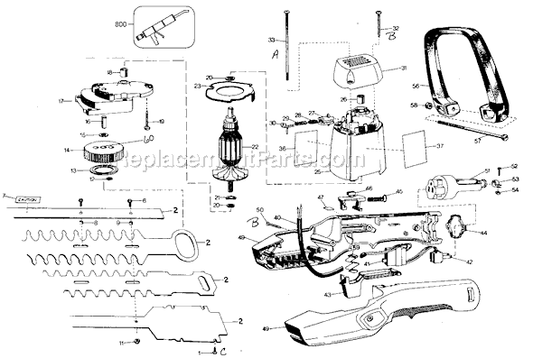 Black and Decker 8144 Type 11 Shrub and Hedge Trimmer Page A Diagram