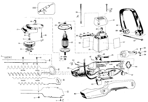 Black and Decker 8144 Type 1 Shrub and Hedge Trimmer Page A Diagram