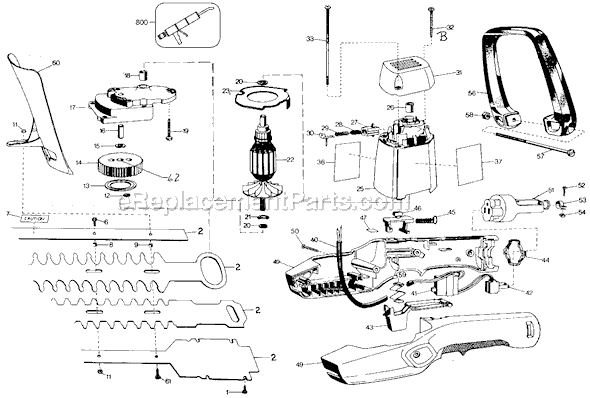 Black and Decker 8144 Type 21 Shrub and Hedge Trimmer Page A Diagram
