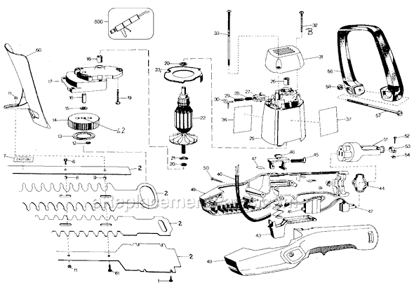 Black and Decker 8144 Type 2 Shrub and Hedge Trimmer Page A Diagram